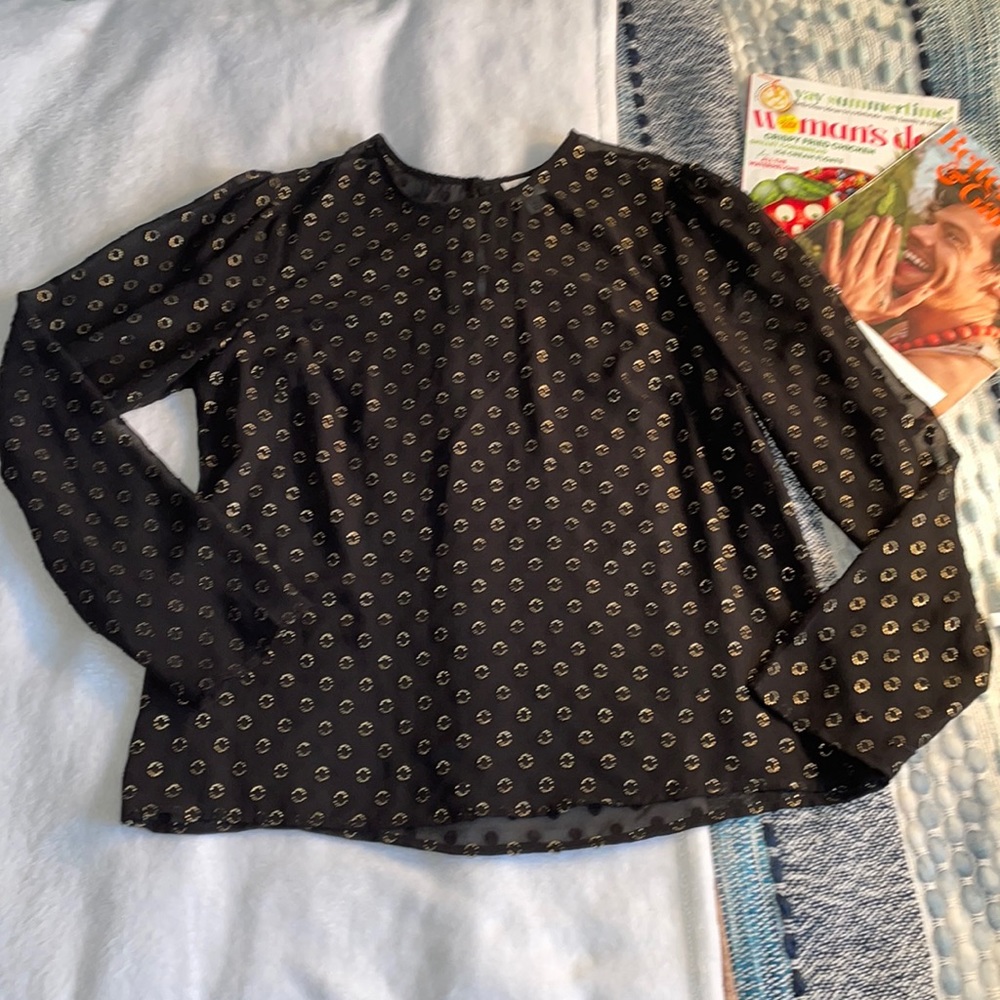A New Day Metallic Crepe De Chine Blouse- M - Picture 1 of 5
